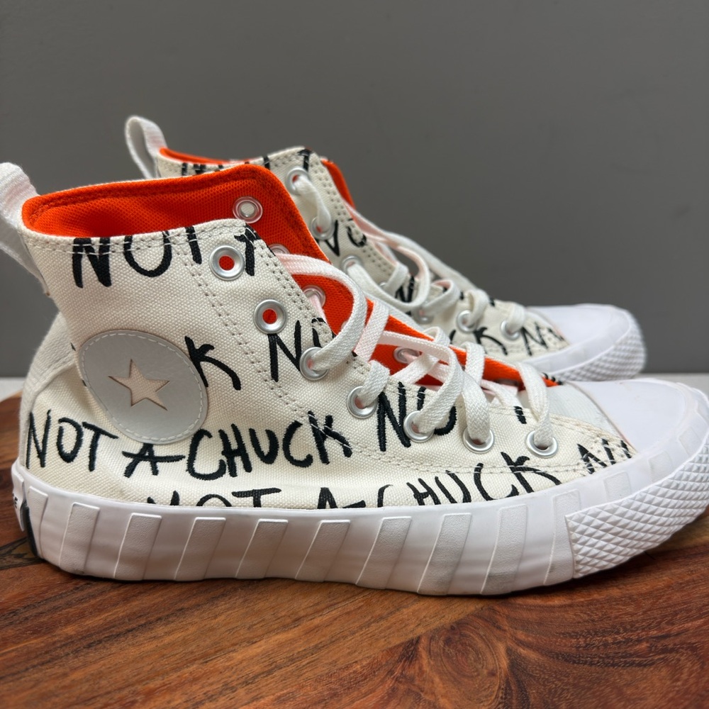 Converse UNT1TL3D Not A Chuck High Top Sneakers Cream Orange 266515C Size 6Y